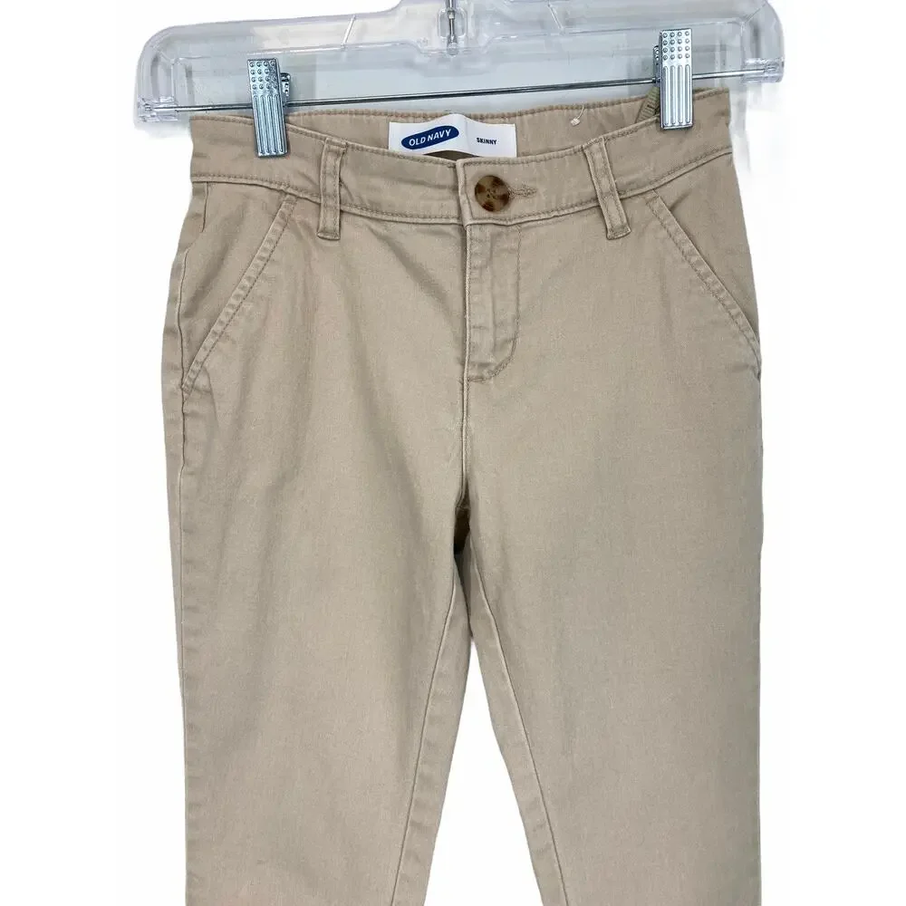 Old Navy Girl's Tan Khaki Skinny Pants Kid's Youth Size 12 Slim